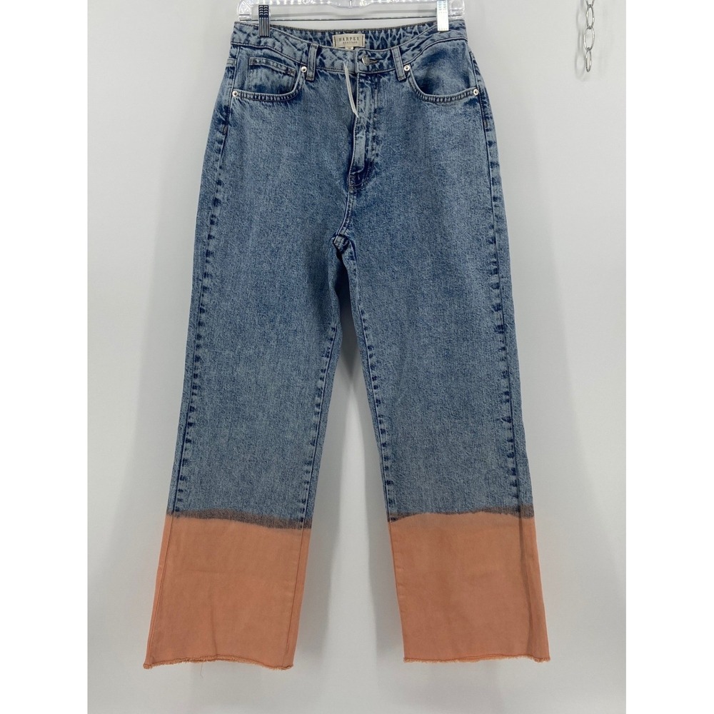 Harper Heritage Francesca's Dip Dye Colorblock Straight Leg Jeans Blue Peach 29